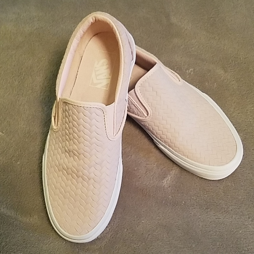 Vans basket weave pink suede slip ons sz 8.5